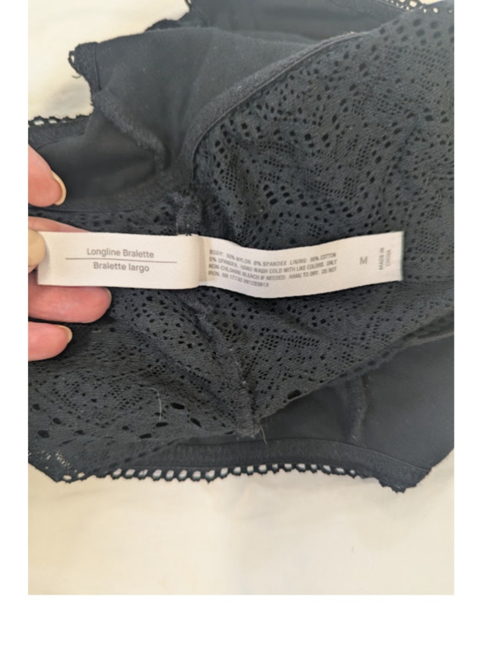 Auden Longline Bralette Black Lace Festival Boho Minimalist Lingerie Soft Cup M - Picture 11 of 12